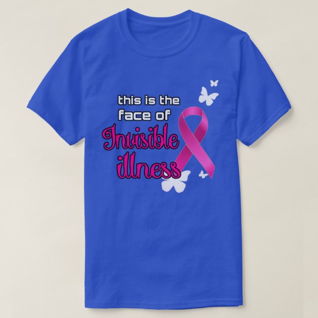 Pink Ribbon Invisible Illness Awareness T-Shirt (Design Front)