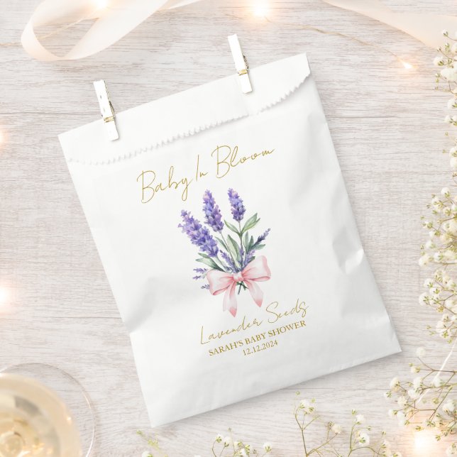 Pink Ribbon | Lavender Seeds Baby Shower Favor Bag (Clipped)