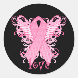 Pink Ribbon Love Classic Round Sticker