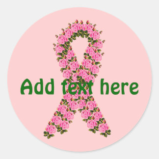 Pink Ribbon Made of Pink Roses Classic Round Sticker
