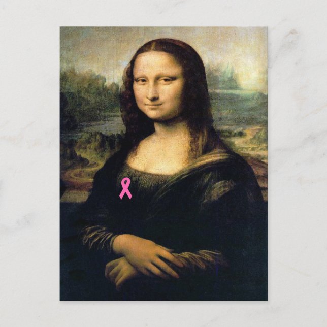 Pink Ribbon Mona Lisa Postcard (Front)