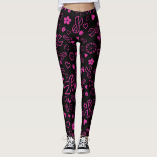 Pink Ribbon Multi Print...Breast Cancer Leggings