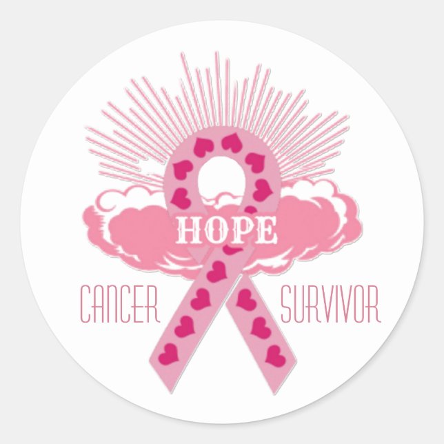 Pink Ribbon Of Hope Cancer Survivor Stickers (Front)