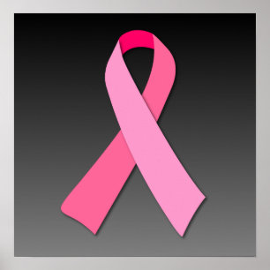 Pink Ribbon on Dark Gradient Poster