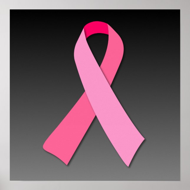 Pink Ribbon on Dark Gradient Poster (Front)