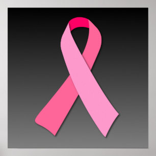 Pink Ribbon on Dark Gradient Poster
