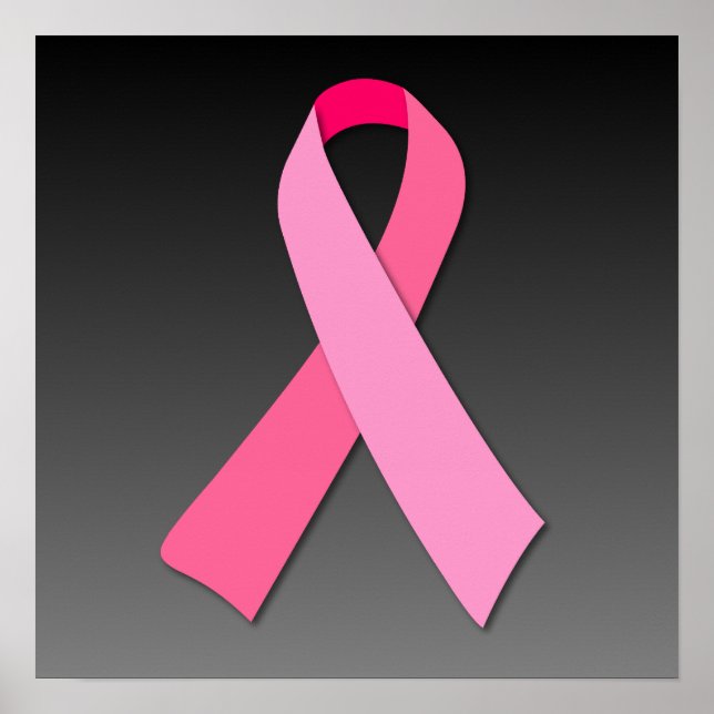 Pink Ribbon on Dark Gradient Poster (Front)