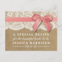 Pink Ribbon On Kraft & Lace Bridal Shower Recipe