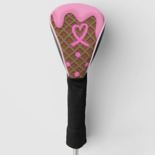 Pink ribbon on waffle Breast Cancer Awareness Golf Head Cover