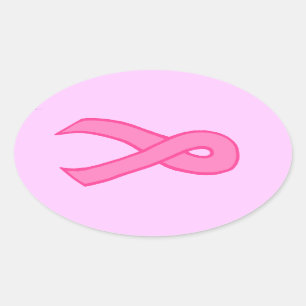 Pink Ribbon Oval Sticker