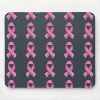 Pink Ribbon Pattern Black Background Mouse Pad
