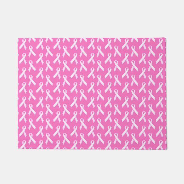 Pink Ribbon Pattern – Breast Cancer Awareness Doormat (Front)