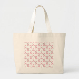 Pink Ribbon Pattern Large Tote Bag