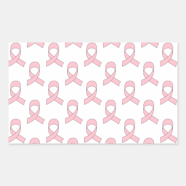 Pink Ribbon Pattern Rectangular Sticker (Front)