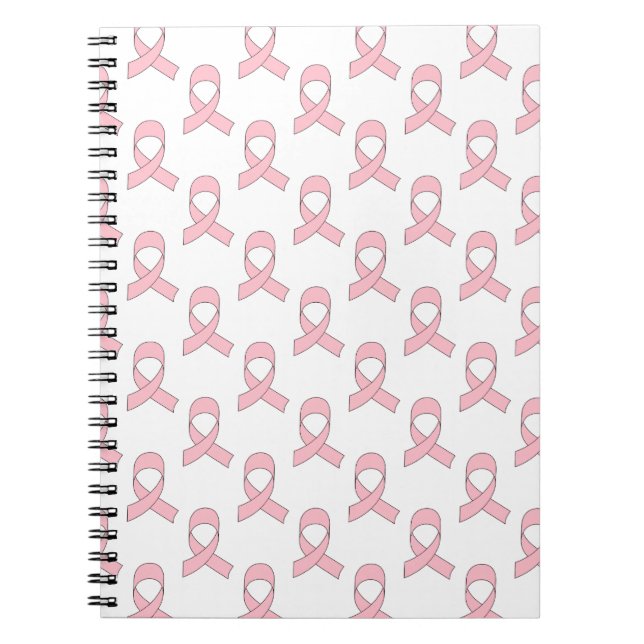 Pink Ribbon Pattern Spiral Notebook (Front)