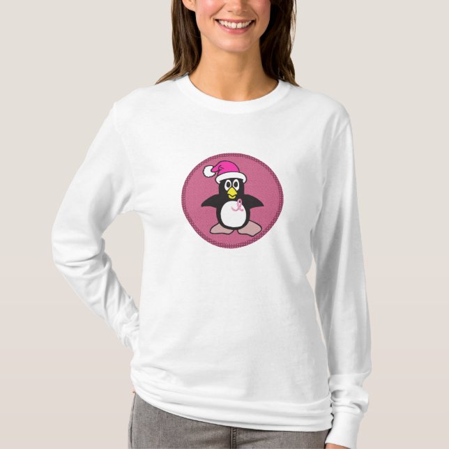 pink ribbon penguin T-Shirt (Front)
