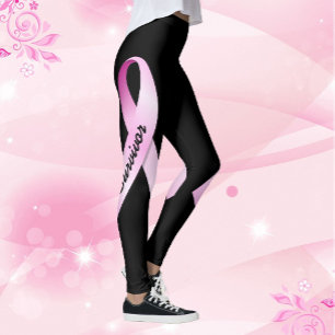 Pink Ribbon Personalise Breast Cancer Survivor Leggings
