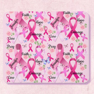 Pink Ribbon Personalise Words & Name Breast Cancer Mouse Pad