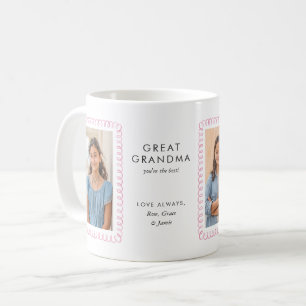 Pink Ribbon Photo Frames Editable Great Grandma Coffee Mug
