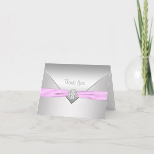 Pink Ribbon Pink Elegant Thank You Card