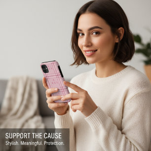 Pink Ribbon Plaid Breast Cancer Awareness Support Case-Mate iPhone Case
