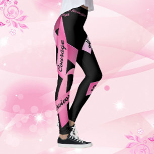 Pink Ribbon Power Words Personalise Template Leggings