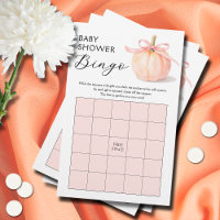 Pink Ribbon Pumpkin Baby Shower Bingo Game