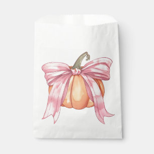 Pink Ribbon Pumpkin, Coquette Fall Pumpkin Bow Favour Bags