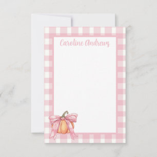 Pink Ribbon Pumpkin, Coquette Pink Stationery Thank You Card