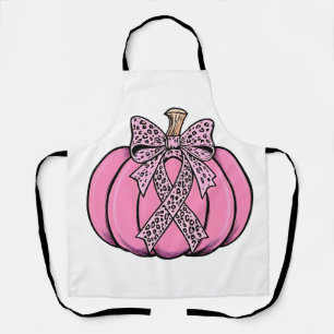 Pink Ribbon Pumpkin Face Halloween Breast Cancer  Apron
