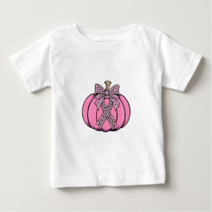 Pink Ribbon Pumpkin Face Halloween Breast Cancer Baby T-Shirt