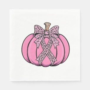 Pink Ribbon Pumpkin Face Halloween Breast Cancer Napkin