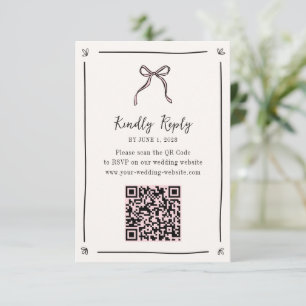 Pink Ribbon QR Code RSVP Card – Whimsical Wedding 