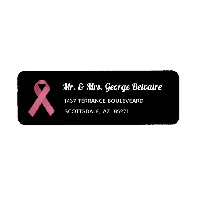 Pink Ribbon Return Address Label (Front)