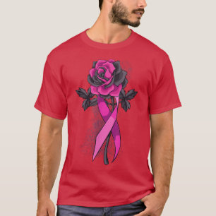 Pink Ribbon Rose Breast Cancer Awareness Survivor T-Shirt