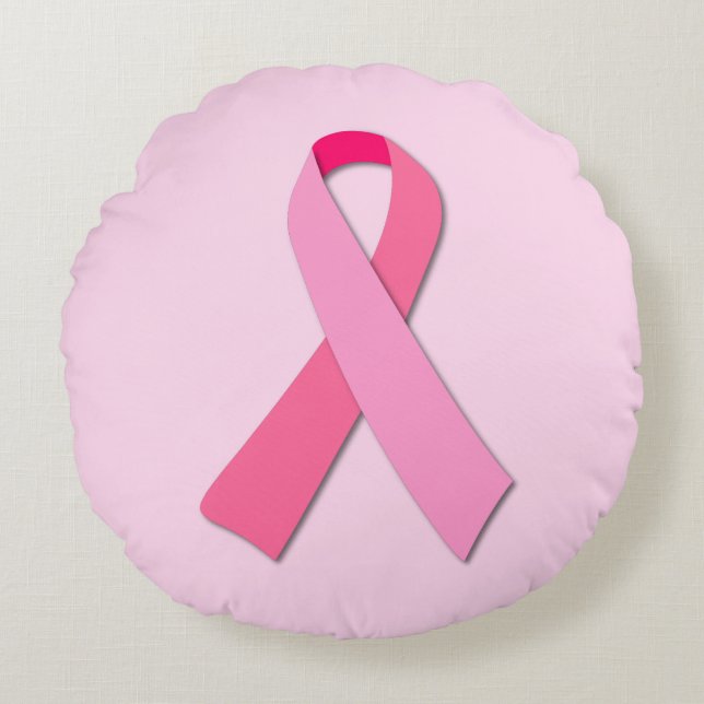 Pink Ribbon Round Pillow (Front)