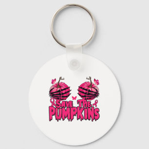 Pink Ribbon Save The Pumpkins Breast Cancer Fall S Key Ring