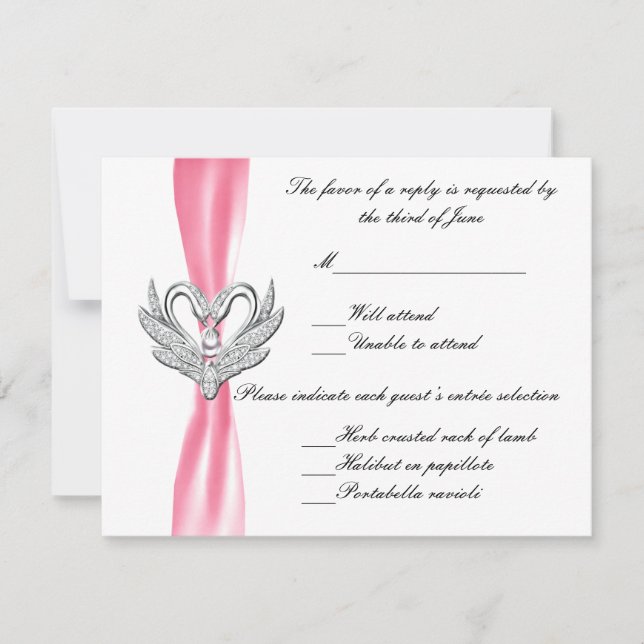 Pink Ribbon Silver Swans Response Card (Front)