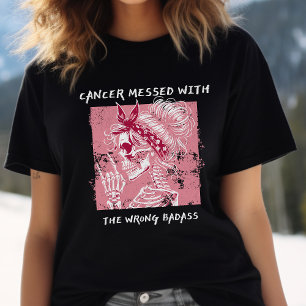 Pink Ribbon skeleton Shirt, unhinged Cancer Fighte Tri-Blend Shirt