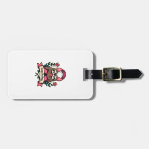 Pink Ribbon Sloth Support Vintage Awareness Art Luggage Tag