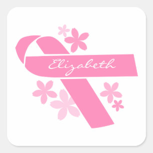 Pink Ribbon Square Sticker