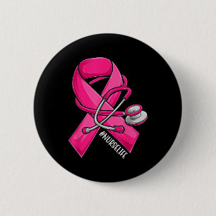 Pink Ribbon Stethoscope Nurse Life Breast Cancer A 6 Cm Round Badge