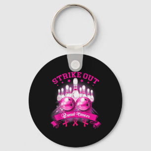Pink Ribbon Strike Out Breast Cancer Awareness Key Ring