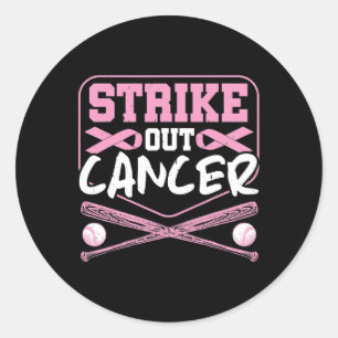 Pink Ribbon Strike Out Cancer Bysebyll Classic Round Sticker