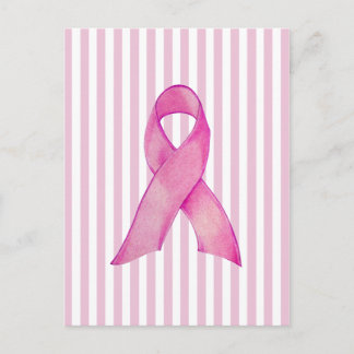 Pink Ribbon stripes Postcard