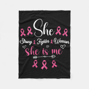 Pink Ribbon Strong Warrior Breast Cancer Awareness Fleece Blanket