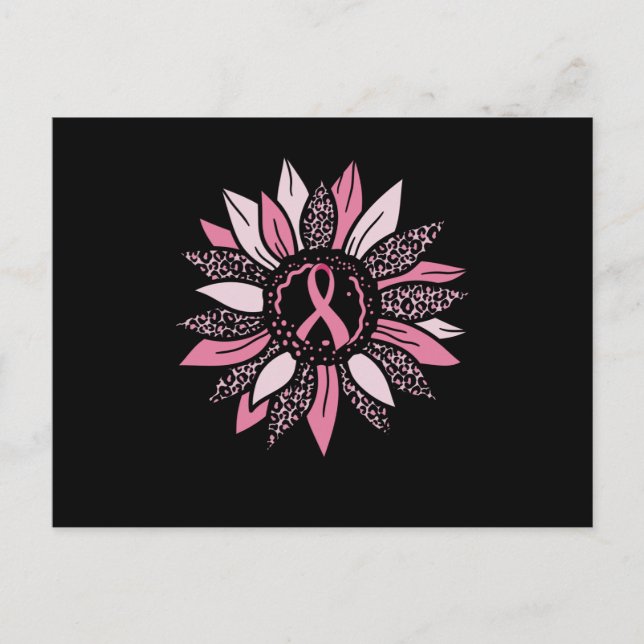Pink Ribbon Sunflower Breast Cancer Awareness Gift Postcard (Front)