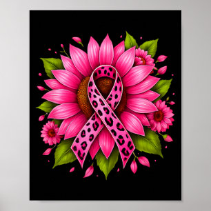 Pink Ribbon Sunflower Women Warrior Breast Cancer Poster