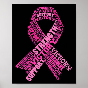 Pink Ribbon Support Breast Cancer Awareness Month Poster
