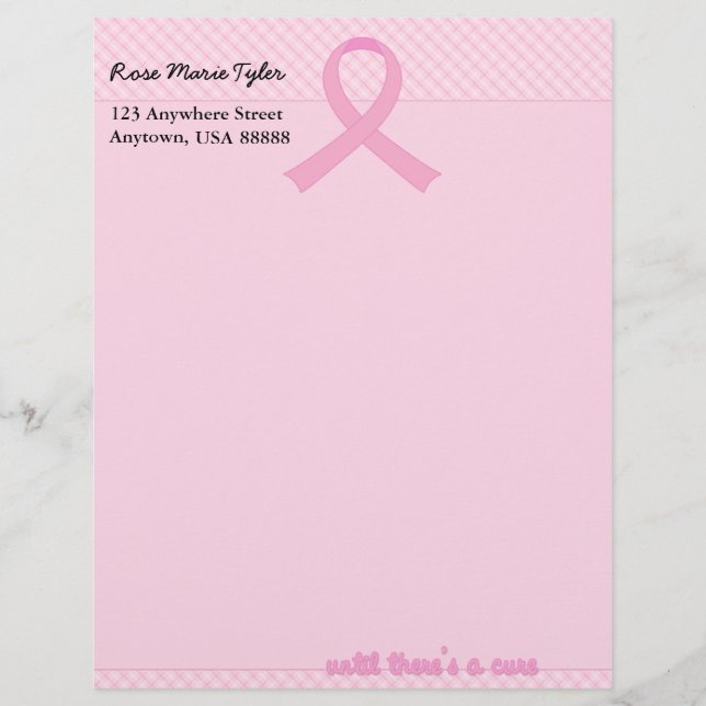 Pink Ribbon Tartan Letterhead Template (Front)